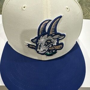 White and Blue Hartford Goat Logo Snapback Hat Size 7 5/8